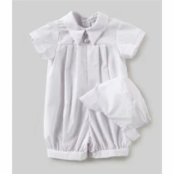Discount 😍 Edgehill Collection Baby Boys Newborn-12 Months Pleated Romper Matching Bonnet White 👍