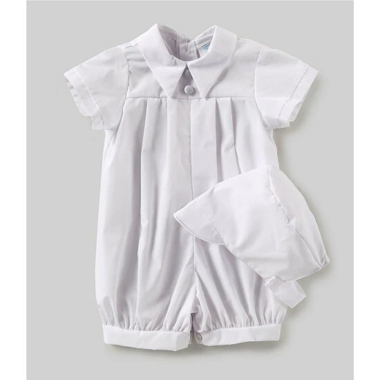 Discount π Edgehill Collection Baby Boys Newborn-12 Months Pleated Romper Matching Bonnet White π 1 Discount π Edgehill Collection Baby Boys Newborn-12 Months Pleated Romper Matching Bonnet White π