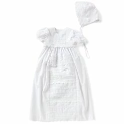 Brand new 😀 Edgehill Collection Baby 👧 Girls Newborn-12 Months Lace Christening Gown & Matching Bonnet Set White 🎁