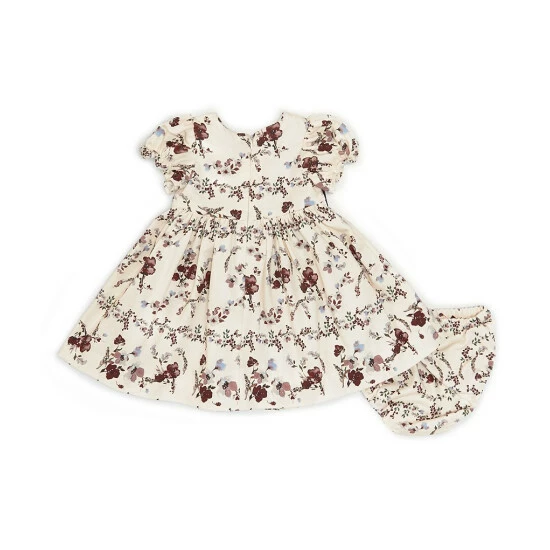 New π Edgehill Collection X Nicola Bathie Baby π§ Girls 3-24 Months Floral Print Short Puff Sleeve Velvet Ribbon Babydoll π Dress Ivory β 2 New π Edgehill Collection X Nicola Bathie Baby π§ Girls 3-24 Months Floral Print Short Puff Sleeve Velvet Ribbon Babydoll π Dress Ivory β - Image 2