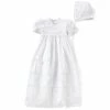 New 🥰 Edgehill Collection Baby 👧 Girls Newborn-12 Months Victorian Christening Gown & Matching Bonnet Set White ✨