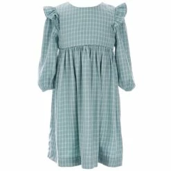 Best Sale 🧨 Edgehill Collection Little 👧 Girls 2T-6X Ruffle Front Check 👗 Dress Green 🤩