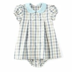 Top 10 😍 Edgehill Collection Baby 👧 Girls 3-24 Months Plaid Short Sleeve A-Line 👗 Dress Green ❤️
