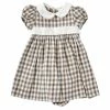 Deals 🛒 Edgehill Collection Baby 👧 Girls 12-24 Months Plaid Peter Pan Collar Short Sleeve A-Line 👗 Dress Brown/grey 🌟