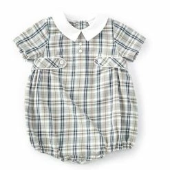 Cheap 🌟 Edgehill Collection Baby Boys 3-24 Months Plaid Bubble Romper Green 🎁