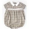 Outlet 🔔 Edgehill Collection Baby Boys 3-24 Months Smocked Plaid Short Sleeve Bubble Coverall Brown/grey 👏