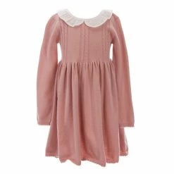 Cheapest 👏 Edgehill Collection Little 👧 Girls 2T-6X Long Sleeve Knit Sweater 👗 Dress Mauve 😍