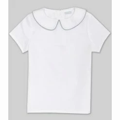 Cheap 😀 Edgehill Collection X Born On Fifth Little Boy's 2T-7 Family Matching Short Sleeve Peter Pan Collared Woven 👚 Shirt White 🤩