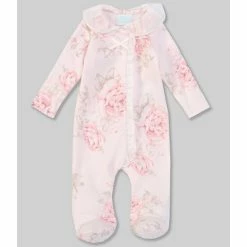 New 🎉 Edgehill Collection Baby 👧 Girls Preemie-9 Months Long-Sleeve Vintage Floral Footed Coverall Pink ⌛