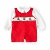 Best Pirce ✔️ Edgehill Collection Baby Boys 3-24 Months Pin Cored Long Sleeve ❄ Christmas Tree Smocked Shortall Jon Jon ✔️