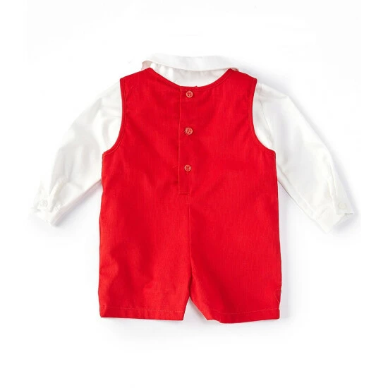 Best Pirce ✔️ Edgehill Collection Baby Boys 3-24 Months Pin Cored Long Sleeve ❄ Christmas Tree Smocked Shortall Jon Jon ✔️ 2 Best Pirce ✔️ Edgehill Collection Baby Boys 3-24 Months Pin Cored Long Sleeve ❄ Christmas Tree Smocked Shortall Jon Jon ✔️ - Image 2