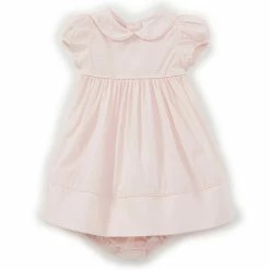 Budget ❤️ Edgehill Collection Baby 👧 Girls Newborn-24 Months Peter-Pan Collar Solid A-Line 👗 Dress Pink 😀