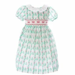 Buy 😍 Pearly Gates X Edgehill Collection Girl Toddler 2T-6X 🎄 Christmas Tree Print 👗 Dress Green 👏