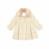 New 💯 Edgehill Collection Baby 👧 Girls 12-24 Months Tweed Faux Fur Collar Bow Back 🧥 Coat Ivory 🔥