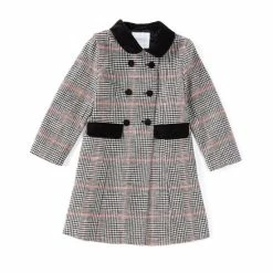Cheap 😉 Edgehill Collection Little 👧 Girls 2T-6X Velvet Collar Double Breasted Plaid Tweed 🧥 Coat Multi 🔔