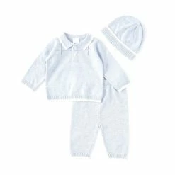 Best Pirce 🌟 Edgehill Collection Baby Boys Newborn-24 Months Long Sleeve Polo Sweater Knit Top & Pants Set Blue ✨