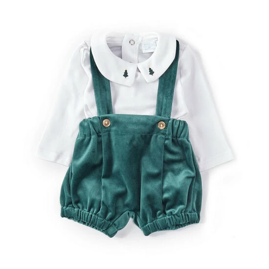 New π₯ Edgehill Collection Baby Boys Newborn-24 Months Long Sleeve Peter Pan Collar π Shirt & Velour Suspender Short Set Red β¨ 1 New π₯ Edgehill Collection Baby Boys Newborn-24 Months Long Sleeve Peter Pan Collar π Shirt & Velour Suspender Short Set Red β¨